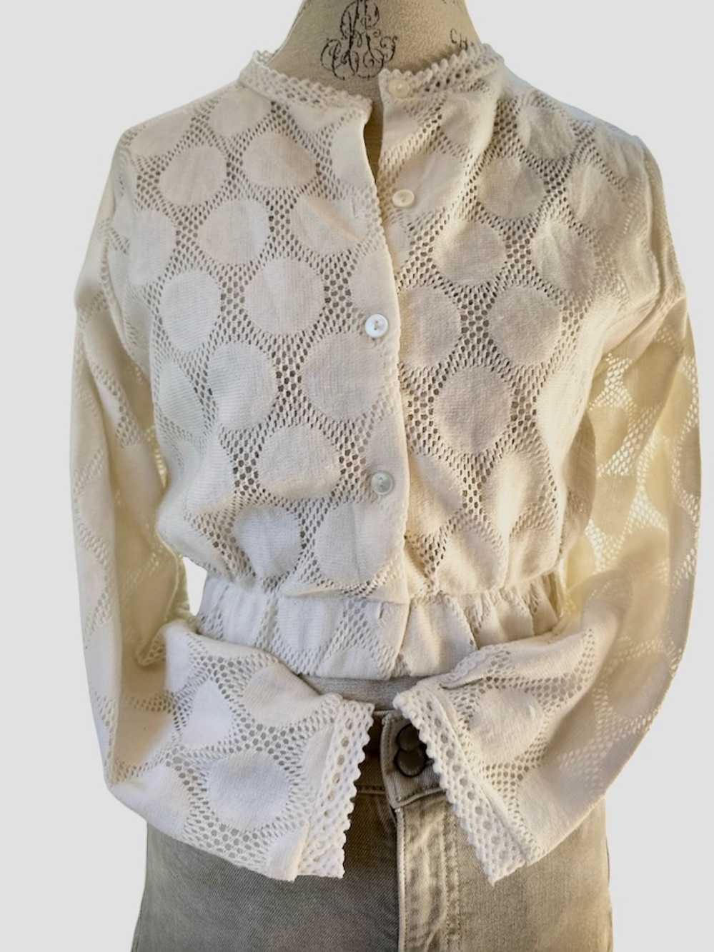 Kayser vintage 70’s geometric circle knit pop over cardigan XS